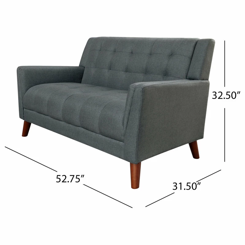 Best Pirce ๐งจ GDFStudio GDF Studio Evelyn Mid Century Modern Fabric Loveseat, Dark Gray/Walnut ๐ฏ - Image 3