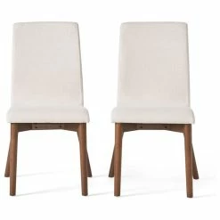 Hot Sale π₯° GDFStudio GDF Studio Katherine Fabric Seat And Wood Finish Dining Chairs, Set Of 2, Beige/ π