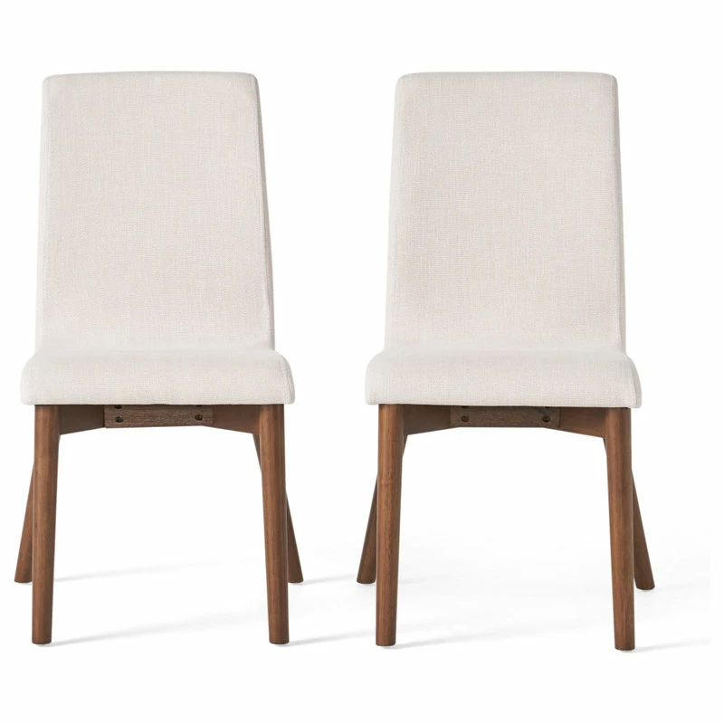 Hot Sale 🥰 GDFStudio GDF Studio Katherine Fabric Seat And Wood Finish Dining Chairs, Set Of 2, Beige/ 👏