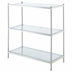 Promo ๐ Convenience Concepts Royal Crest Three-Tier Bookcase In Clear Glass And Chrome ๐งจ
