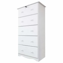 Coupon ⭐ Palace Imports 100% Solid Wood 5-Super Jumbo Drawer Chest With Lock, White 🎁