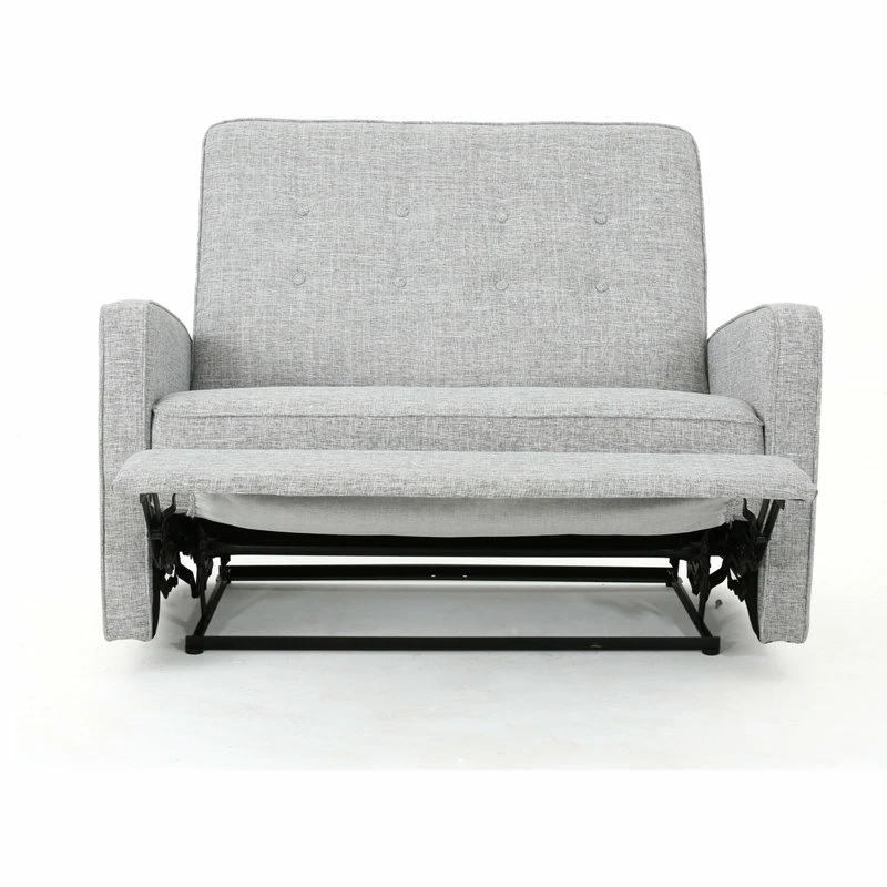 New 🔔 GDFStudio GDF Studio Callade Buttoned Fabric Reclining Loveseat, Light Gray Tweed ✔️ - Image 13