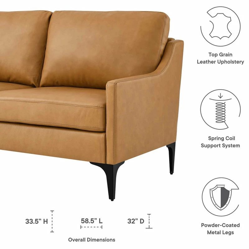Cheapest 🌟 LexMod Corland Leather Loveseat, Tan 😍 - Image 7