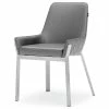 Wholesale ❤️ Zuri Furniture Sydney Gray Leatherette Dining Chair With Polished Stainless Steel Legs 🤩