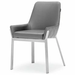 Wholesale ❤️ Zuri Furniture Sydney Gray Leatherette Dining Chair With Polished Stainless Steel Legs 🤩