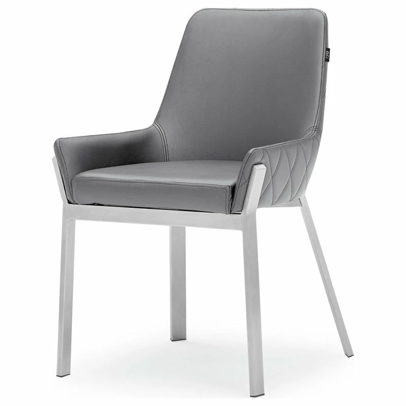 Wholesale ❤️ Zuri Furniture Sydney Gray Leatherette Dining Chair With Polished Stainless Steel Legs 🤩