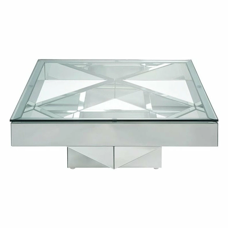 New 😉 Acme Furniture ACME Meria 40" Square Glass Top Mirrored Coffee Table 💯 - Image 3