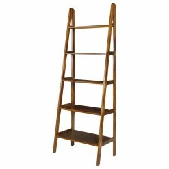 Outlet 🎉 Casual Home 5-Shelf Ladder Bookcase-Warm Brown ✔️