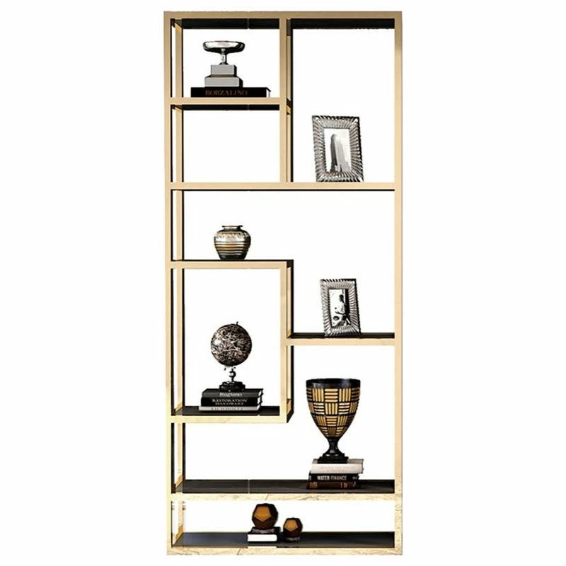 Outlet 🔔 Homary Luxury Display Geometric Bookshelf In Gold&Black ❤️