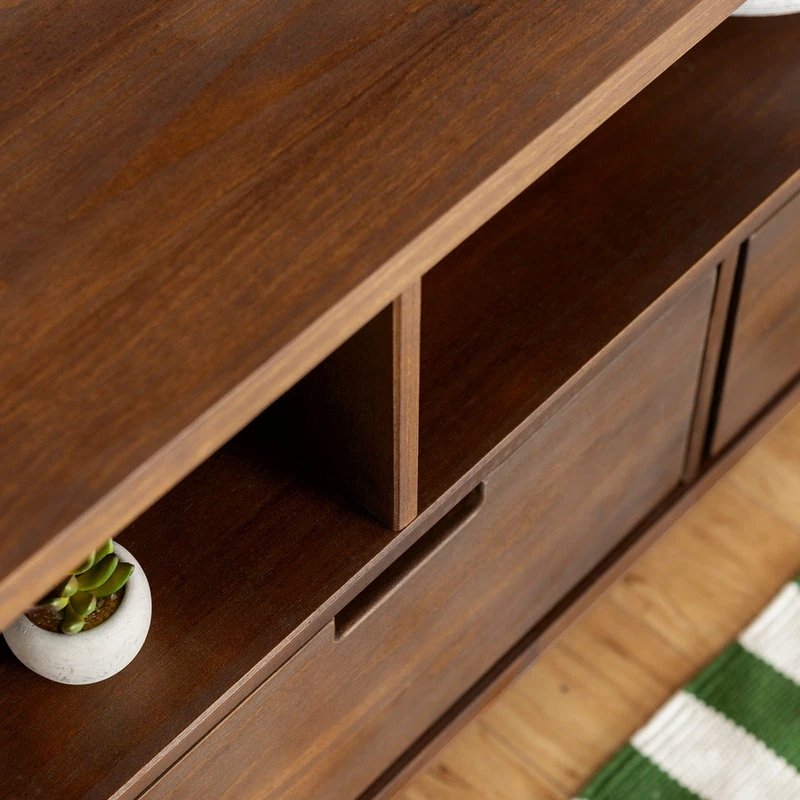 Flash Sale 👍 Walker Edison 58" 3-Drawer Mid-Century Modern TV Stand, Walnut ⭐ - Image 6