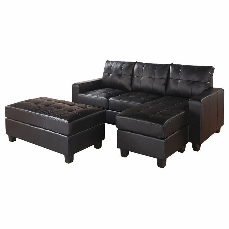 Budget ✨ Acme Furniture Lyssa Sectional Sofa, Reversible Chaise And Ottoman, Black 🎉