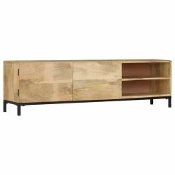 Best Sale ๐ Vida XL LLC VidaXL Solid Wood Mango TV Cabinet 57.1"x11.8"x16.1" HiFi Media Stand Center ๐