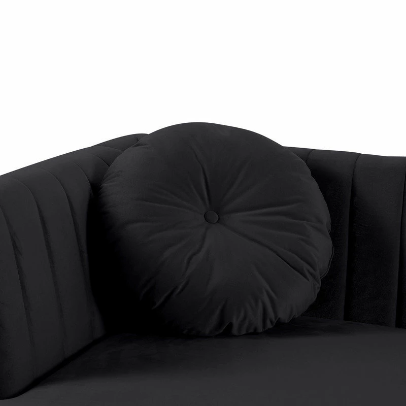 Flash Sale ๐ Lilola Home Chloe Velvet Sectional Sofa Chaise With USB Charging Port, Black ๐ - Image 3