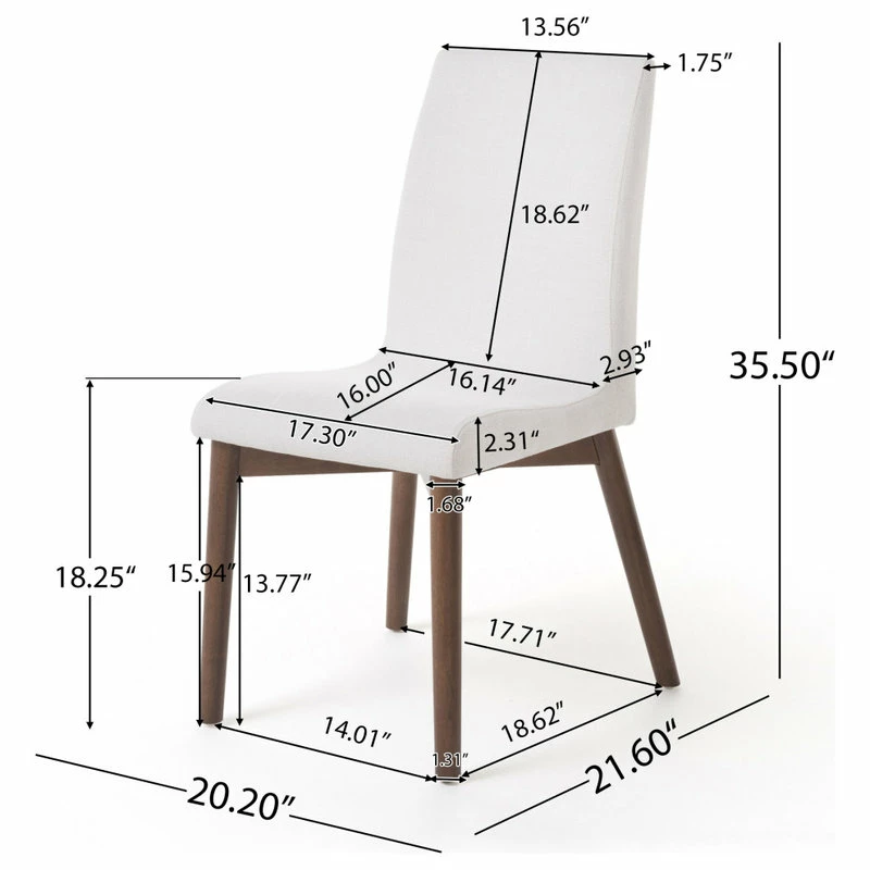 Hot Sale 🥰 GDFStudio GDF Studio Katherine Fabric Seat And Wood Finish Dining Chairs, Set Of 2, Beige/ 👏 - Image 3