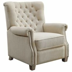 Brand new ✔️ Decorn Push Back Recliner Chair, Diamond Tufted Back & Rolled Arms, Beige Fabric 🎁