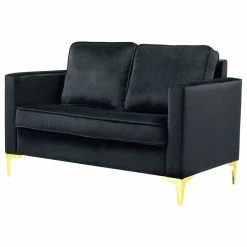 Discount ⌛ Karat Home Upholstered Sofa With Loose Back, Black ⌛