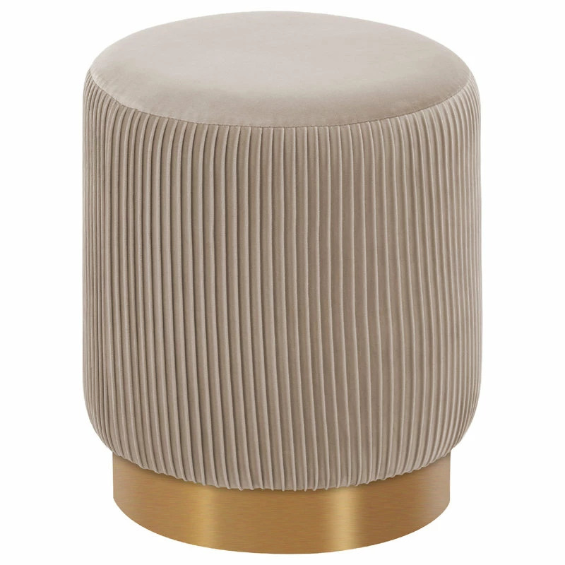 Deals ๐ฅฐ Duhome Elegant Lifestyle Round Pleated Golden Base Velvet Ottoman, Khaki ๐