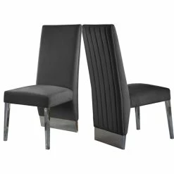 Hot Sale ๐ MOD The Cairo Dining Chair, Gray And Chrome, Velvet, Set Of 2 ๐