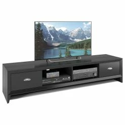 Flash Sale 🤩 CorLiving Distribution LLC CorLiving Lakewood Extra Wide TV Bench In Black Grain Finish, For TVs Up To 80" 🎁