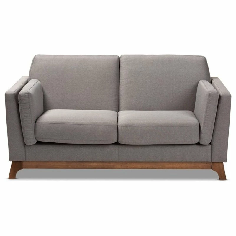 Budget ๐ Baxton Studio Sava Fabric Upholstered Loveseat In Grey And Walnut โ - Image 3