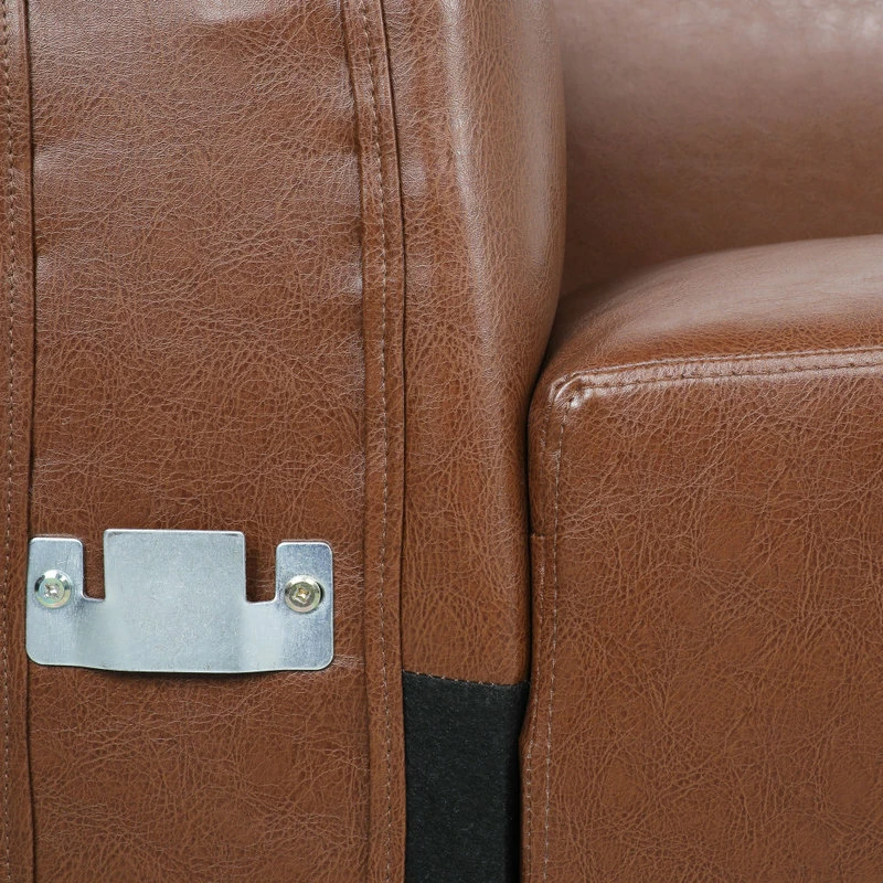 Best Sale 💯 GDFStudio Minkler Contemporary Faux Leather 3 Seater Sofa With Chaise Lounge, Cognac/Dark ⭐ - Image 10