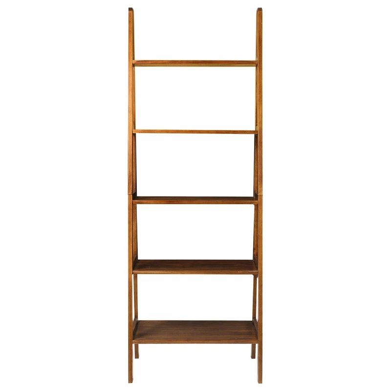 Outlet ๐ Casual Home 5-Shelf Ladder Bookcase-Warm Brown โ๏ธ - Image 3