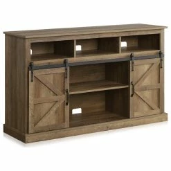 Budget 😉 Belleze 52" TV Stand Sliding Barn Door Console Entertainment Center, Rustic Oak 😍