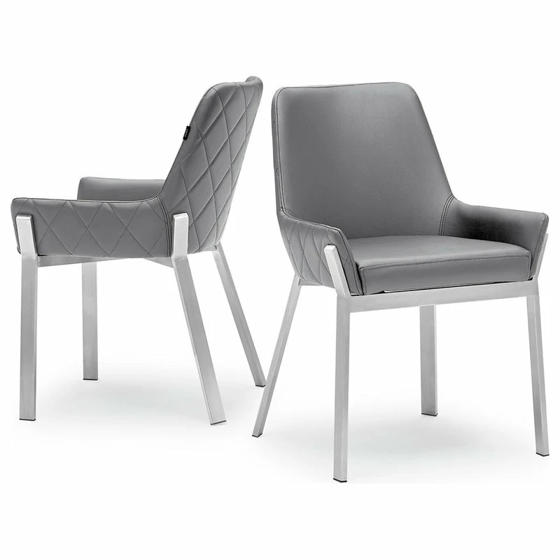 Wholesale ❤️ Zuri Furniture Sydney Gray Leatherette Dining Chair With Polished Stainless Steel Legs 🤩 - Image 5