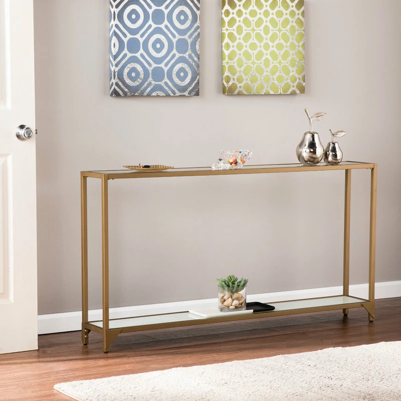Cheapest ๐ SEI Furniture Dillon Narrow Metal Console, Gold With White Glass โจ - Image 3
