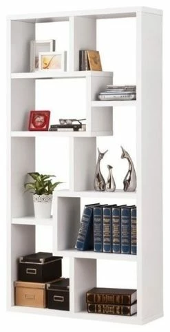 Best deal 🎁 Bowery Hill Asymmetrical Bookcase In White 🥰